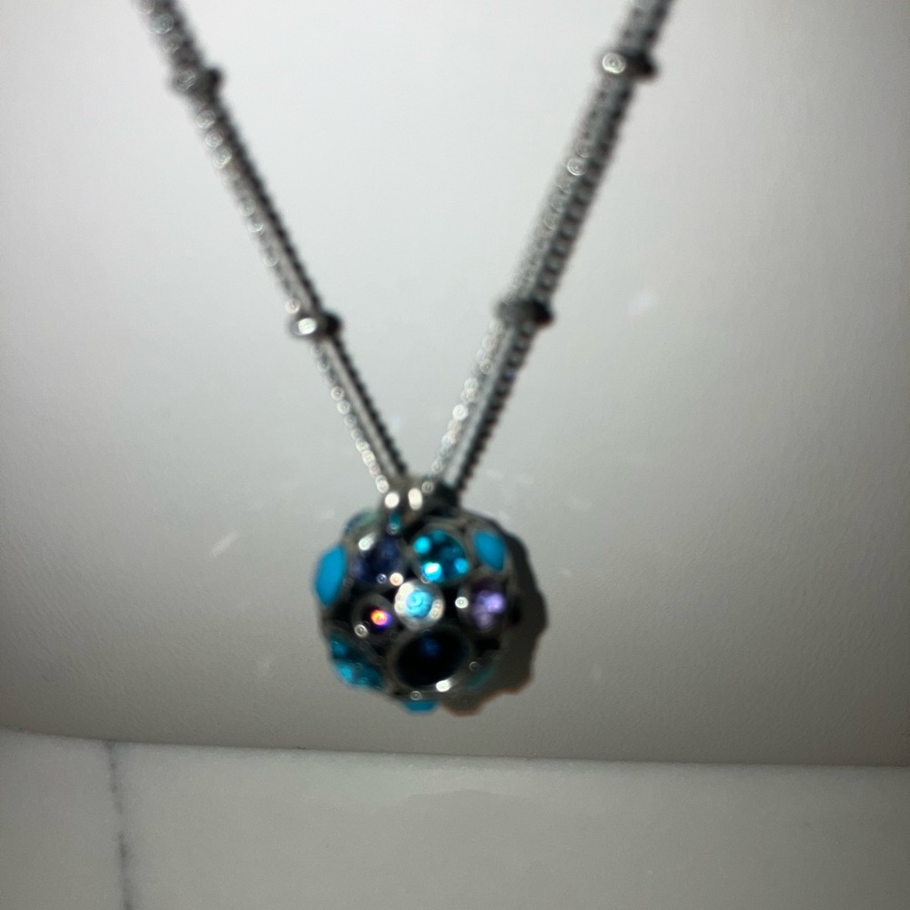 🪩 FOSSIL Multicolored Rhinestone Disco Ball Pendant Necklace 🪩 - Picture 11 of 13